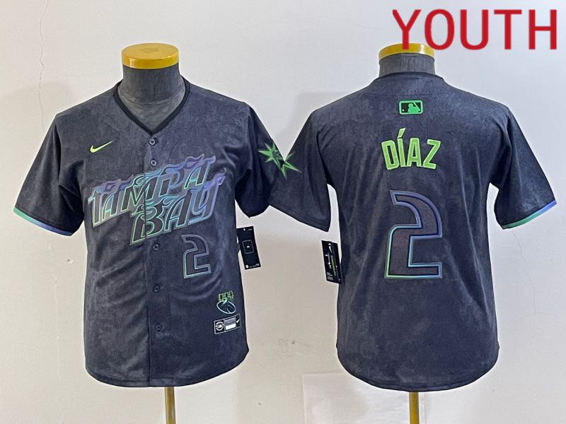 Youth Tampa Bay Rays #2 Diaz Nike MLB Limited City Connect Black 2024 Jersey style 4